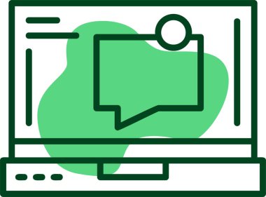 Dizüstü bilgisayar ekranında ileti simgesi, vektör illüstrasyonu