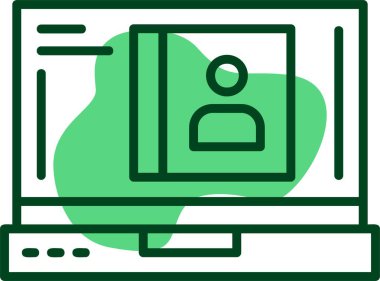 Dizüstü bilgisayar ekranındaki kişi simgesi, vektör illüstrasyonuName