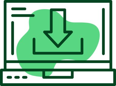 Dizüstü bilgisayar ekranına simge indir, vektör illüstrasyonu