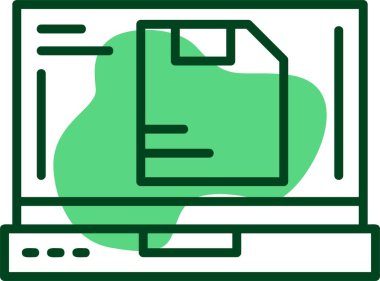 Dizüstü bilgisayar ekranında, vektör illüstrasyonunda simgeyi kaydet