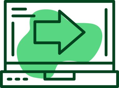  Dizüstü bilgisayar ekranında ok simgesi, vektör illüstrasyonu