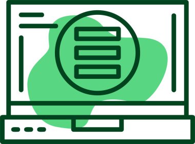 Dizüstü bilgisayar ekranında menü simgesi, vektör illüstrasyonu