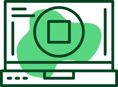 Dizüstü bilgisayar ekranındaki simgeyi durdur, vektör illüstrasyonu