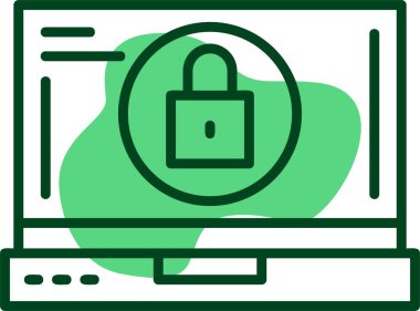 Dizüstü bilgisayar ekranındaki simgeyi kilitle, vektör illüstrasyonu