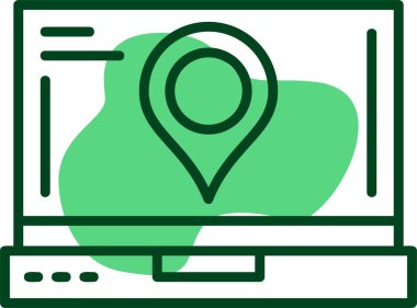 Dizüstü bilgisayar ekranındaki konum simgesi, vektör illüstrasyonu