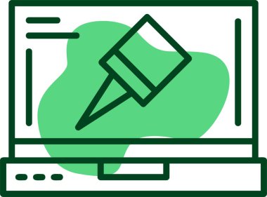 Dizüstü bilgisayar ekranındaki Pin simgesi, vektör illüstrasyonu