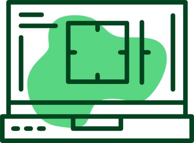 Dizüstü bilgisayar ekranındaki kamera simgesi, vektör illüstrasyonu