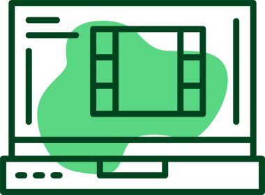 Dizüstü bilgisayar ekranında video simgesi, vektör illüstrasyonu