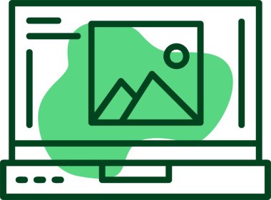 Dizüstü bilgisayar ekranında resim simgesi, vektör illüstrasyonu