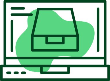 Dizüstü bilgisayar ekranındaki simgeyi arşivle, vektör illüstrasyonu