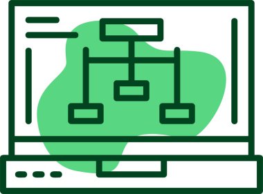Dizüstü bilgisayar ekranında ağ simgesi, vektör illüstrasyonu