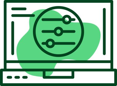 Dizüstü bilgisayar ekranındaki ayar simgesi, vektör illüstrasyonu