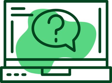 Dizüstü bilgisayar ekranındaki soru simgesi, vektör illüstrasyonu