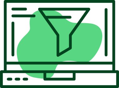 Dizüstü bilgisayar ekranındaki filtre simgesi, vektör illüstrasyonu