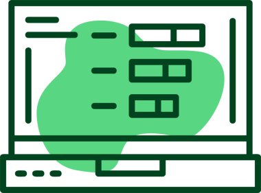 Dizüstü bilgisayar ekranında istatistik simgesi, vektör illüstrasyonu