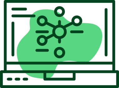 Dizüstü bilgisayar ekranındaki grafik simgesi, vektör illüstrasyonu