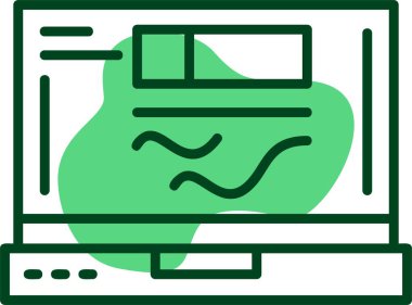 Dizüstü bilgisayar ekranında analitik simge, vektör illüstrasyonu