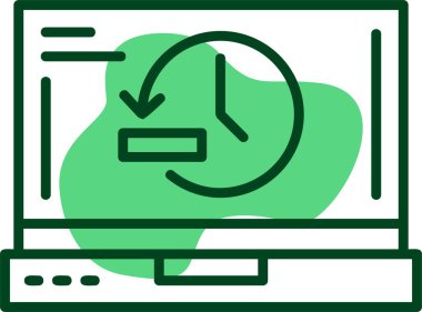 Dizüstü bilgisayar ekranında geçmiş simgesi, vektör illüstrasyonu