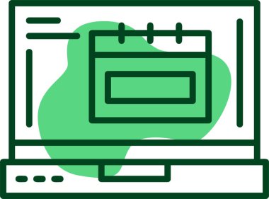 Dizüstü bilgisayar ekranında takvim simgesi, vektör illüstrasyonu