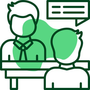 İş adamları ile röportaj simgesi, vektör illüstrasyonu