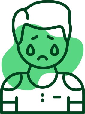 Melankoli erkek simgesi, vektör illüstrasyonu 