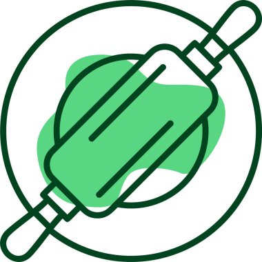  Rolling Pin simgesi, vektör illüstrasyonu 