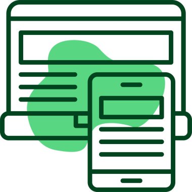 Dizüstü bilgisayar simgesi ve vektör illüstrasyonunda tepkili tasarım 