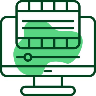 Bilgisayar ekranında canlandırma simgesi, vektör illüstrasyonu 