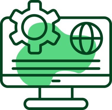 Teknoloji Ürünleri simgesi bilgisayar ekranında, vektör illüstrasyonu 