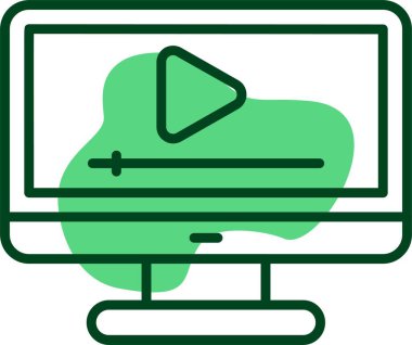 Bilgisayar ekranında video akış simgesi, vektör illüstrasyonu 