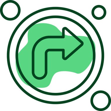  Sağa dön simgesi, vektör illüstrasyonu 