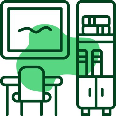 Sınıf kütüphanesi köşe simgesi, vektör illüstrasyonu 