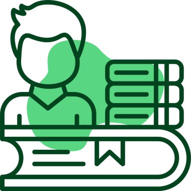 Kitap simgesi, vektör illüstrasyonlu öğrenci 