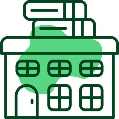 Okul kütüphanesi simgesi, vektör illüstrasyonu 