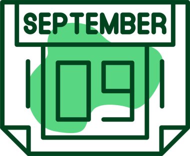 09 Eylül takvim simgesi, vektör illüstrasyonu 