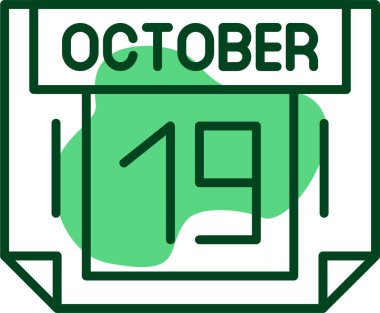  19 Ekim takvim simgesi, vektör illüstrasyonu 