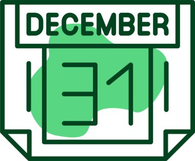 31 Aralık Takvim simgesi, vektör illüstrasyonu 