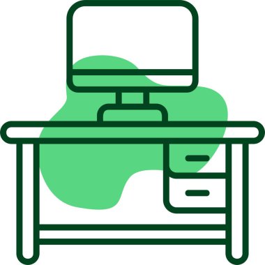ofis masası simgesi, vektör illüstrasyonu 