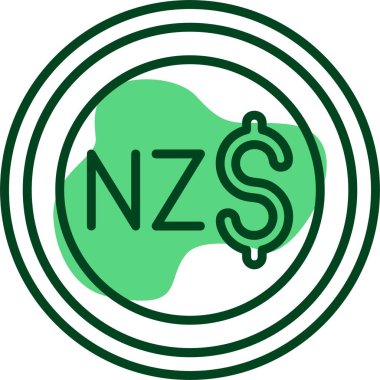 Yeni Zelanda Doları ağ ikonu vektör illüstrasyonu