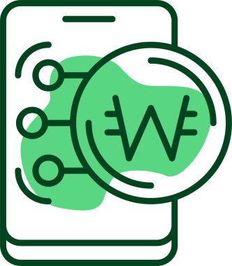 Güney Kore Won web simgesi vektör illüstrasyonu