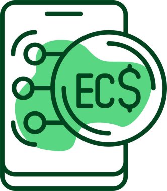 Doğu Karayip Doları ağ ikonu vektör illüstrasyonu