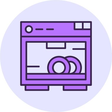 Bulaşık makinesi ağ simgesi vektör illüstrasyonu