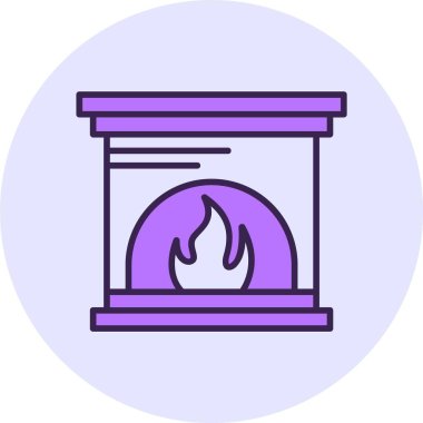 şömine ağ simgesi, basit vektör illüstrasyonu