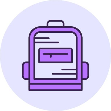 Okul sırt çantası simgesi, vektör illüstrasyonu 