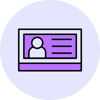 Kimlik kartı simgesi, vektör illüstrasyonu basit tasarım