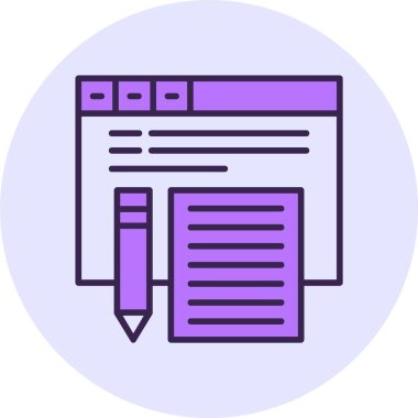  İçerik yazarı web simgesi, basit vektör illüstrasyonu