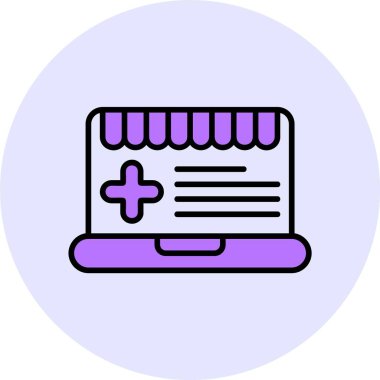 Tıbbi Çevrimiçi Depolama simgesi, vektör illüstrasyonu