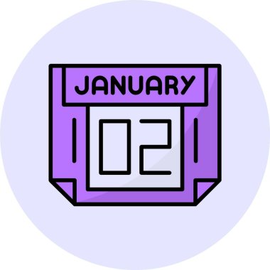 2 Ocak web simgesi, basit vektör illüstrasyonu