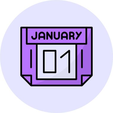 1 Ocak web simgesi, basit vektör illüstrasyonu