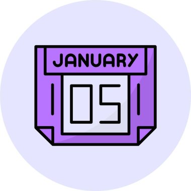 5 Ocak web simgesi, basit vektör illüstrasyonu